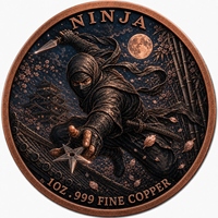 Pièce de collection en cuivre fin .999 de 1 once, avec relief 3D, représentant un ninja sautant sur un toit en tuiles, motif Masqué Grove, pour les studios d'arts martiaux, la décoration et comme cadeau