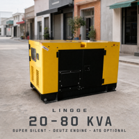 Groupe électrogène diesel LINGGE Deutz 20-80 KVA super silencieux avec ATS en option pour usage commercial et industriel, alimentation de secours