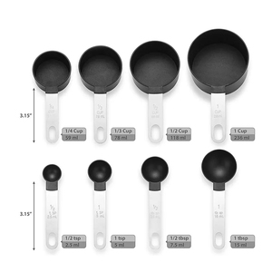 Baking công cụ biểu tượng tùy chỉnh chất lượng cao 8 cái thép không gỉ xử lý có thể điều chỉnh nhựa đo ly và thìa đặt - Product Image 2