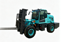 Chariot élévateur diesel tout-terrain robuste pour terrains accidentés, transpalette hydraulique sur roues pour la manutention de matériaux en extérieur