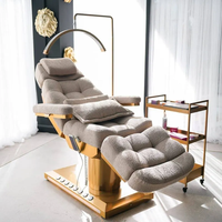 Lit de massage électrique à 3 moteurs avec base en métal doré, commande au pied, couleur personnalisée, lit facial pour salon de beauté, hôtel, école, pliable
