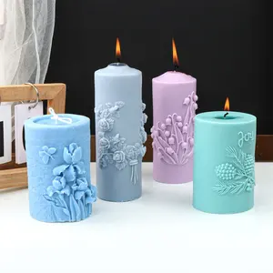 Nuovi fiori di Rattan nordico stampo per candele in Silicone fai da te cilindro geometrico fiori candela sapone stampo in resina gesso forma intaglio arte