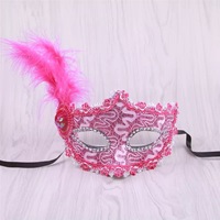 Ensemble de masques de princesse de Venise avec plumes latérales, petit chapeau de mascarade pour festival, fête, spectacle de scène, fournitures de fête de haute qualité
