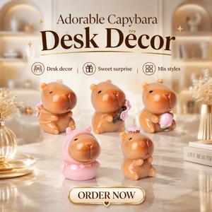 Figurines miniatures en résine de capybara de dessin animé, collection printemps fleurs de cerisier, thème animal printanier Kawaii pour enfants, cadeau saison <span class=keywords><strong>Sakura</strong></span> - Product Image 1