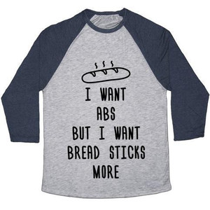 Quiero abdominales, pero quiero también palitos de pan, camiseta de béisbol unisex de mezcla triple - Product Image 2