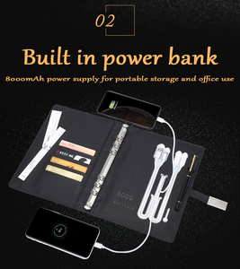 Bloc-notes personnalisé A5 avec batterie externe 8000 mAh et support de <span class=keywords><strong>téléphone</strong></span>, couverture rigide en cuir PU, cadeau, fournitures de bureau pour la promotion de l'entreprise - Product Image 6