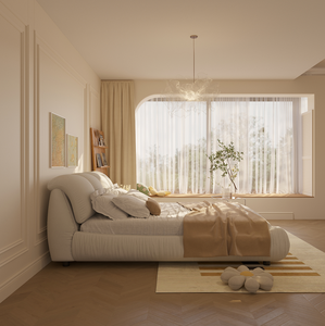 Modern <b>Queen</b> <b>Size</b> Luxury Upholstered Platform <b>Bed</b> with Oversized Padded Backrest and Solid Wood Frame Soft Apartment-Friendly - Product Image 5