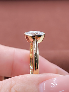 Bague <span class=keywords><strong>Solitaire</strong></span> Personnalisée en Or 14K avec Diamant de Laboratoire VVS Certifié IGI HPHT CVD 1CT, Bijou Fin, Bague de Fiançailles Ovale pour Femme - Product Image 3