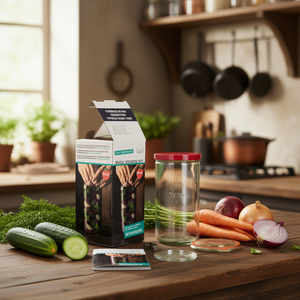 Kit de démarrage pour la fermentation Weck, pot en verre de 1590 ml avec couvercles et livre de recettes pour la mise en conserve et la préparation de conserves - Product Image 3