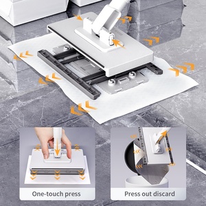 Mini facile à utiliser plat jetable en microfibre vadrouille fenêtre paresseux poussière essuyer avec poteau en acier serviette en papier tête remplacement tissu Non tissé - Product Image 2