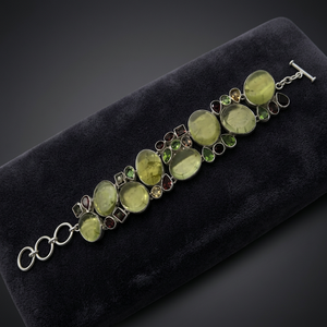 925 Silver Classic Charm <b>Beaded</b> Bracelet Women's Gift Natural Stone Gemstone Jewelry with Bezel Setting - Product Image 2