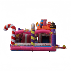 Gonfiabile a Tema Caramelle con Parete da Arrampicata e Scivolo per Bambini - Product Image 2