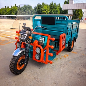 Tricycle cargo électrique motorisé bleu marine avec plateau large, panneaux ondulés, suspension à ressorts à lames, charge utile de 400 kg, vitesse de 30-50 km/h - Product Image 4