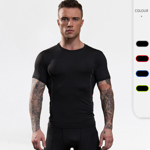Custom Men's Quick Dry Short Sleeves Compression T Shirt Running Workout Compression Shirt Basketball Compression <strong>Base</strong> <strong>Layer</strong> - Product Image 1