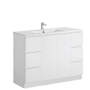 Meuble de rangement d'angle pour lavabo autoportant au design élégant personnalisé pour sol de salle de bain - Product Image 6