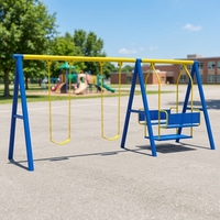 Balançoire double en métal robuste pour enfants, équipement de jeu extérieur commercial pour les parcs d'attractions publics