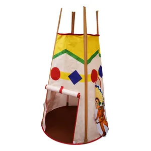 Kids Toy Tent Easy Set Up Toddler Playhouse Wooden Play Toy Tent Children Kids Indian Teepee Tent