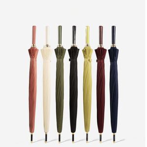 Luxury High Quality Wholesale Durable Waterproof Windproof Semi-<b>Automatic</b> Open Leather Handle Custom Straight <b>Umbrella</b> With Logo - Product Image 2