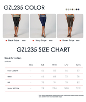 Leggings de yoga capri pour femmes grandes tailles avec logo personnalisé, taille repliable, imprimé rayé contrastant, vêtements de sport, fournisseur en gros
