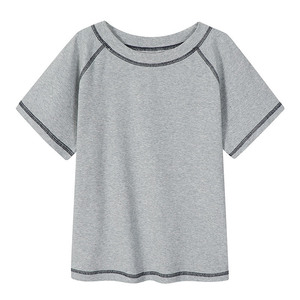 Camiseta de Manga Corta con Cuello Redondo en Gris Jaspeado, Ropa de Trabajo de Algodón, Ropa Informal - Product Image 1