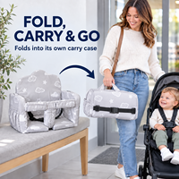 Siège portable en mousse pour chaise haute, coussin rembourré pour chariot de courses pour bébé avec harnais de sécurité et poches latérales