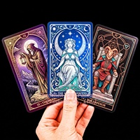Impression personnalisée de cartes de tarot, impression de jeux de cartes oracle holographiques, créateur de jeux de cartes avec bordure métallique, fournisseur pour auteurs indépendants