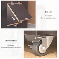 Maison de luxe moderne pour chat, villa intérieure multifonctionnelle pour petits espaces avec roues verrouillables et verre en bois pour chats