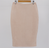 Jupe crayon midi en tricot pour femme, en daim uni, moulante, style bureau, vente en gros