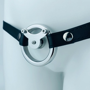 Jaula de Castidad Invertida FRRK con Cinturón de PU, Jaula para Pene de Acero Inoxidable BDSM, Juguetes Eróticos para Adultos para Hombres - Product Image 2