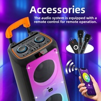 Enceinte portable de fête BK-1030 double 10 pouces avec chariot, deux micros sans fil, système audio LED RVB complet 40W