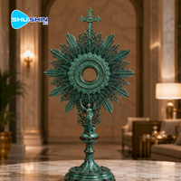 Statue d'ange en bronze coulé électrolytique patiné, monstrance, croix, décoration d'autel d'église, tabernacle religieux catholique pour la prière