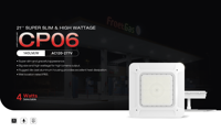 Plafonnier intérieur LED 4100K pour station-service, 140lm/W, IP65, garantie 5 ans, adapté aux stations-service et aux salons
