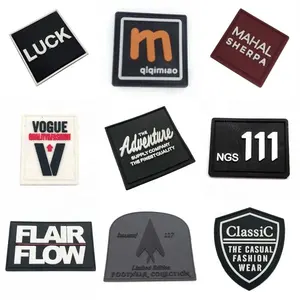 Fabricant OEM logo surélevé personnalisé pvc silicone caoutchouc nom étiquette patch pour sac