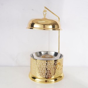 Réchaud de buffet circulaire en acier inoxydable doré 8L pour hôtels et restaurants - Product Image 3