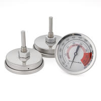 Termometer pemanggang BBQ, pengukur suhu indikator panas generik Stainless Steel
