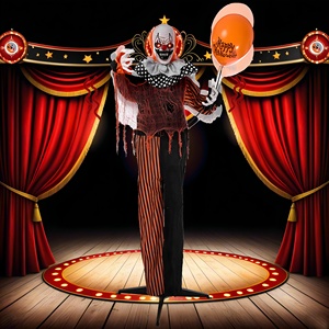 Halloween Animatronics 5.5FT Tamaño real Payaso de circo Globo Festival Decoración para casa embrujada Accesorios de Halloween - Product Image 1