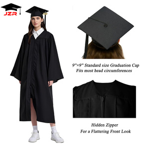 Venta al por mayor de vestido de graduación negro mate para adultos y gorras bata de graduación para la ceremonia de graduación - Product Image 3