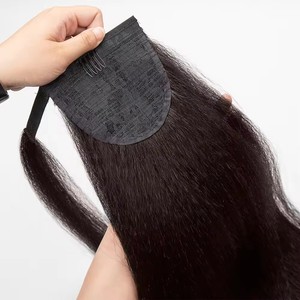 Venta al por mayor 22 pulgadas Afro Kinky Venta caliente Yaki Straight Ponytail Wrap Around Hairpieces Fibra sintética Ponytails para mujer - Product Image 4