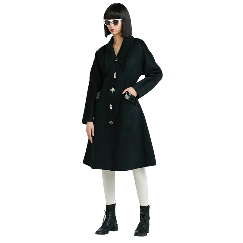 Cashmere coat 2021 autumn and winter new double-faced woolen coat in the long single-breasted high-end wool women's clothing