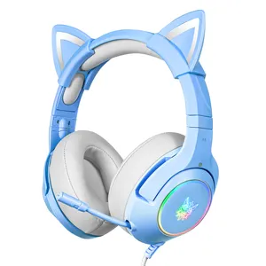 Onikuma K9 Rgb 3.5Mm Bleu Mic Led Lumière Sur L'oreille Téléphone Filaire Casque Écouteurs Casque Casques 2023 Avec Micro Pour Pc Jeu