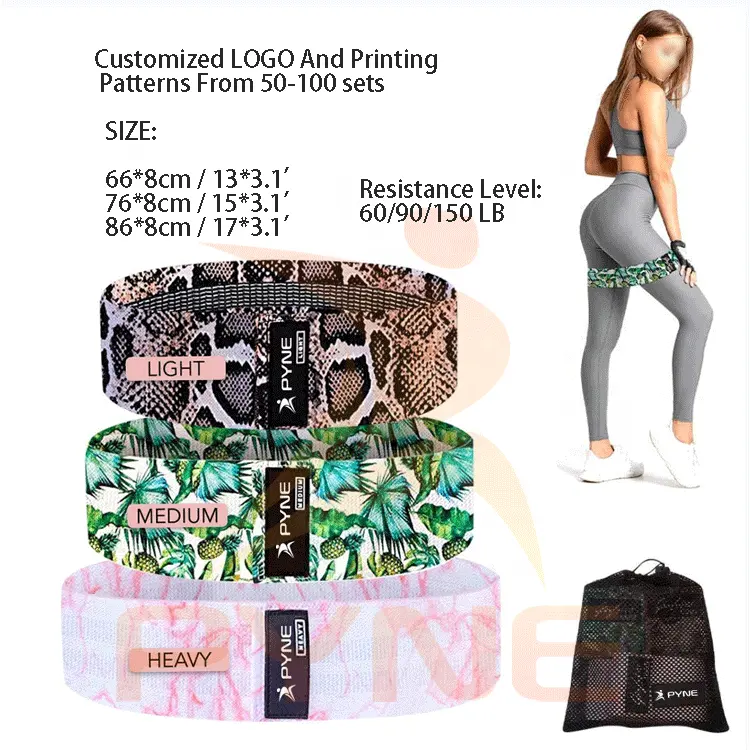 Custom Printed Fitness Hip Circle Resistance Loop Band Sublimation Print Fabric Booty Band With Logo