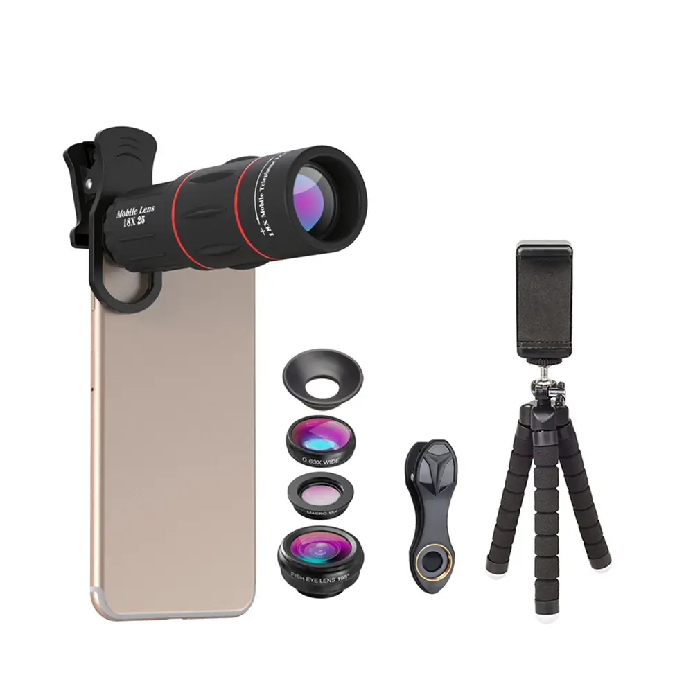 Apexel Telescope phone Lens Kit Clip-on Universal Attachable Mobile 18X Telescope Monocular Lens With Fisheye Wide Angle Macro