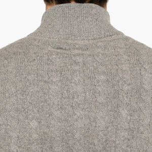 Suéter de Cachemira de punto de Cable para hombre de estilo clásico, gran cierre de cremallera de invierno, cuello redondo, patrón sólido - Product Image 3