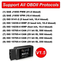 ELM327 WiFi OBD2 lector de código escáner herramientas de diagnóstico de coche V1.5 WIFI para Android/IOS OBD 2 adaptador de interfaz OBD2 de diagnóstico de coche