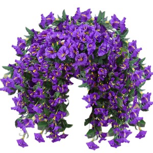 Vigne artificielle de fleurs de glycine en soie plastique Gian, décor suspendu violet pour la maison et les mariages - Product Image 5