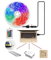 Kit de Tira LED RGB2835 de 5V IP20 con Control Remoto IR de 24 Teclas, Caja de Color, 270D, USB 5V