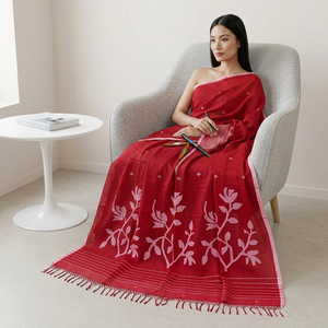Heritage jardani Saree ผ้าฝ้ายทอจากนักออกแบบชาวอินเดียแบบดั้งเดิม - Product Image 2