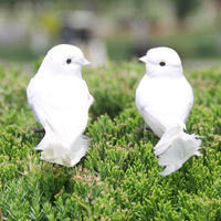 Petites colombes artificielles blanches à plumes, attachées aux branches, 12 cm, en fausse fourrure, oiseaux décoratifs de style pastoral pour la vente en gros