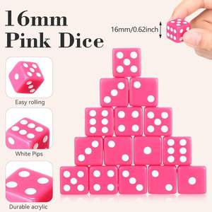 10 шт., розовые акриловые кубические кости, 16 мм - Product Image 2