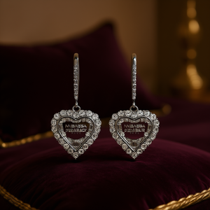 Pendientes de Cristal con Forma de Corazón Barba St. Laurence, Plata 925 con Engaste Pavé, Románticos para Uso Diario de Mujer - Product Image 2